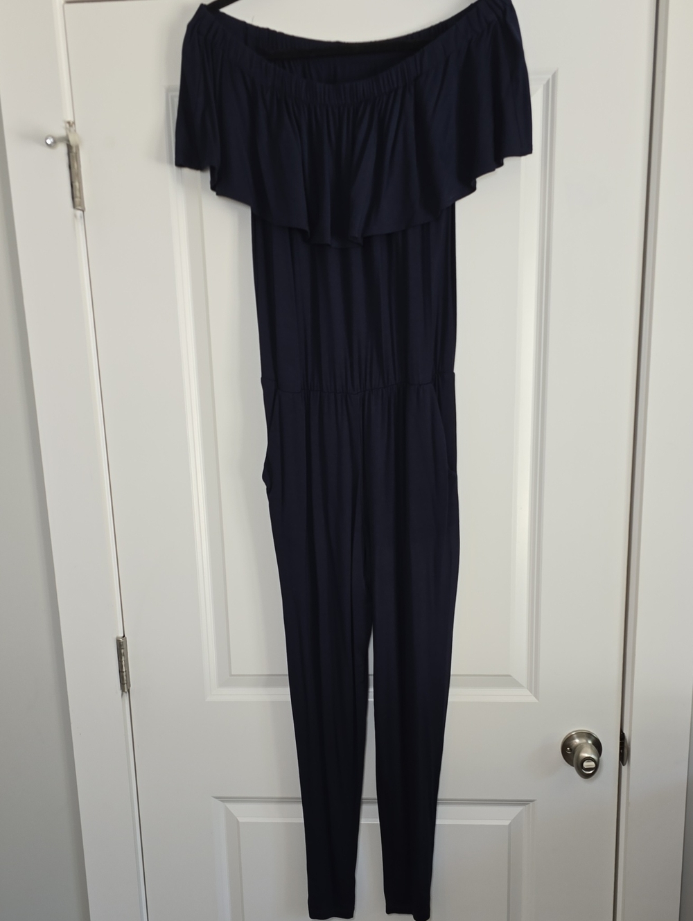 Trina Turk Off the Shoulder Navy Jumpsuit Women's Size XS - Picture 3 of 15